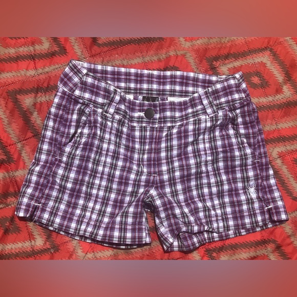 Spyder Purple Plaid Shorts Size 2 - Picture 1 of 4